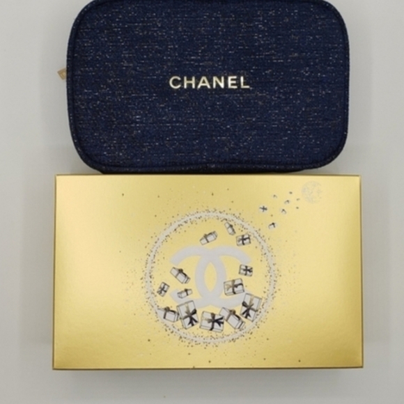 CHANEL Other - CHANEL New Compact Case Deep Blue Soft Materal Zippy New & Authentic
